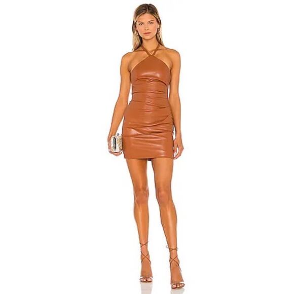 Nookie x Revolve “Barbella” Bodycon Mini Dress with Straps – Tan, Size Medium, N - Picture 1 of 6